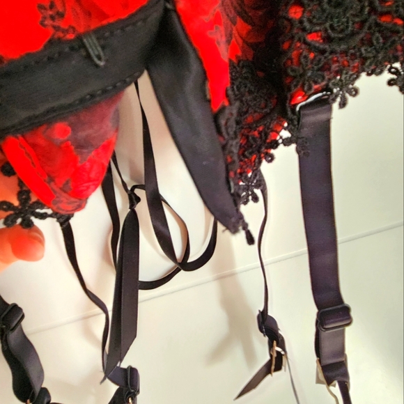 Red Corset with Removable Garder Belt - Picture 4 of 6